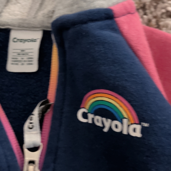 6/$35 Crayola Kids Hoodie with Rainbow Design - Navy, Pink, and Gray - Picture 3 of 4